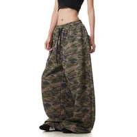 Pantalon Cargo Baggy de Camouflage pour hommes, taille haute, droit, jambes larges, surdimensionné, esthétique d'automne, jean Vintage Y2K des années 2000 1