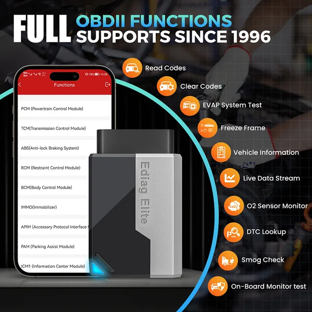 KINGBOLEN EDIAG ELITE OBD2 Scanner All System Car Diagnostic Tool 15 Service Bidirectional Conrol Lifetime Free Update 5