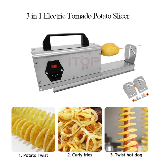 Electric Tornado Potato Slicer Cutter Spiral 3 In 1