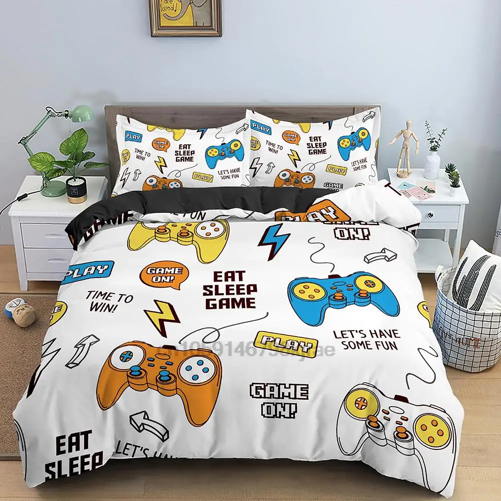  Comforter Set Queen Size, Game Gamer Vintage Gaming Bedding Set  for Kids and Adults Bedroom Decor, Kids Video Controller Comforter Set and  2 Pillow Cases : Home & Kitchen