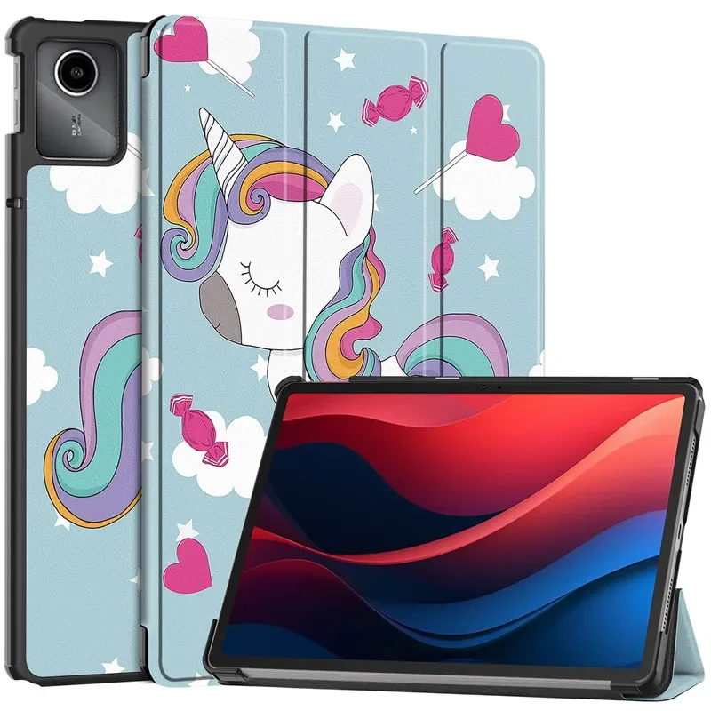 Couro Tri-folding Stand Case para Lenovo Tab M11 Shell Magnético Capa para Crianças 11 2024 Xiaoxin Pad pu