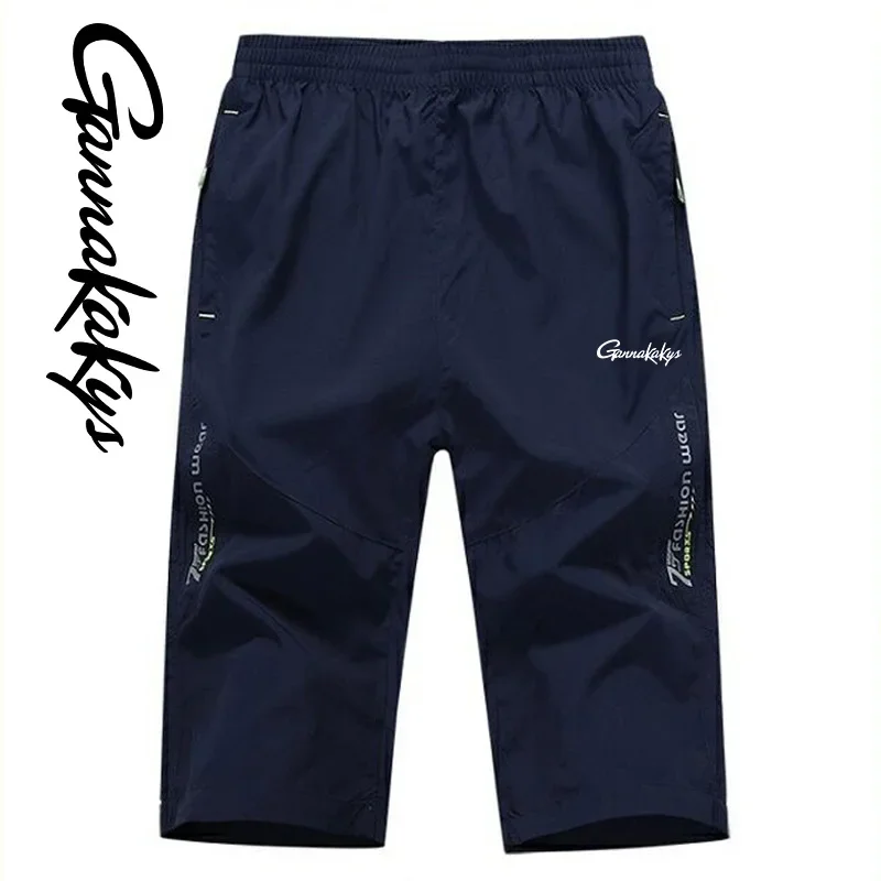 Summer Fishing Pants Men's Sports Breathable Zipper Pocket Shorts Capris Outdoor Hiking Quick Drying Beach Shorts