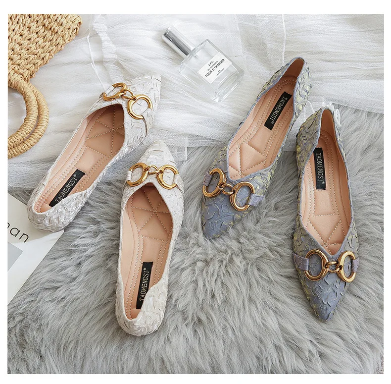 Women's Pointed Toe Gradient Side Air Breathable And Comfortable Flat Shoes