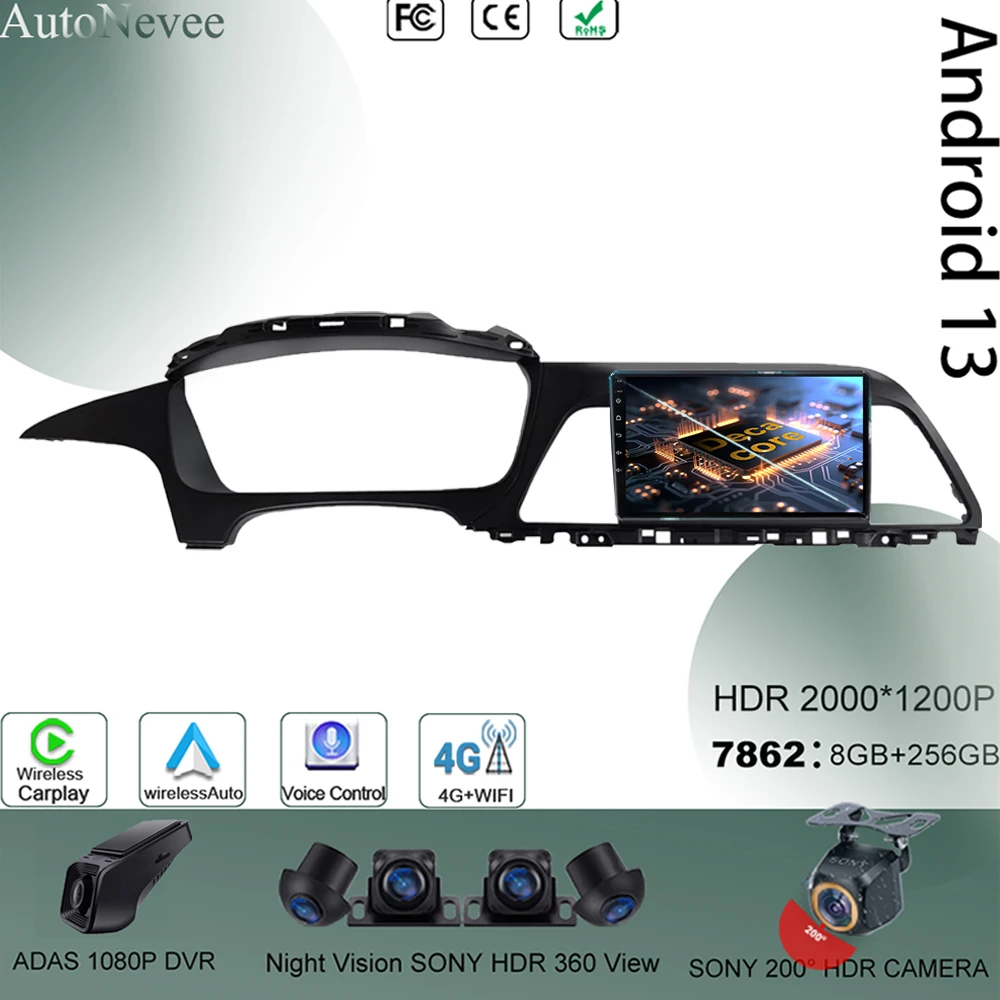 

Car Video Carplay Android 13 For Hyundai Sonata 7 LF 2014-2020 Auto Head Unit Multimedia Player 7862 Navigation WIFI QLED DVD BT