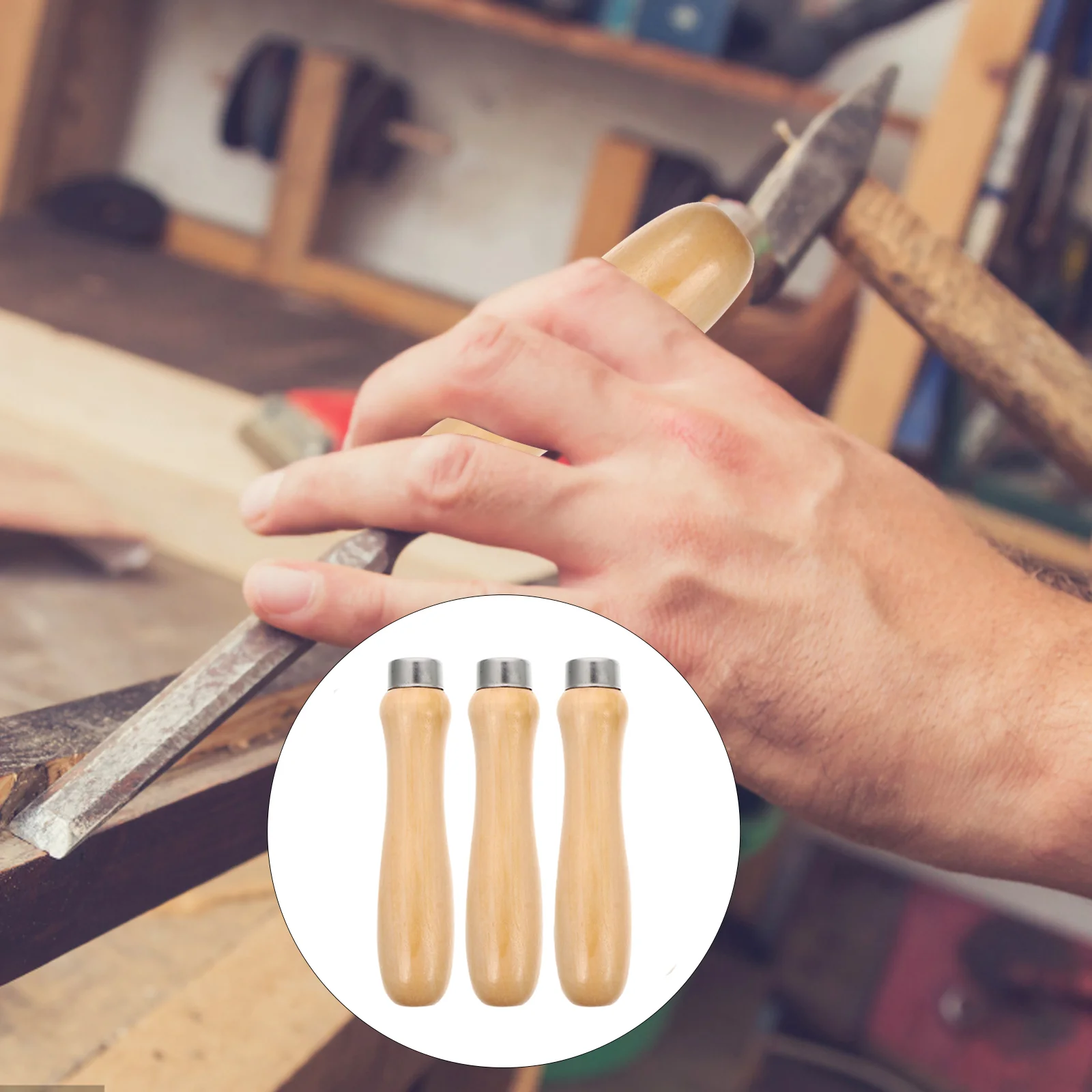 

3 Pcs File Handle Grip Replacement Accessory Universal Rasp Wood Comfortable Wooden