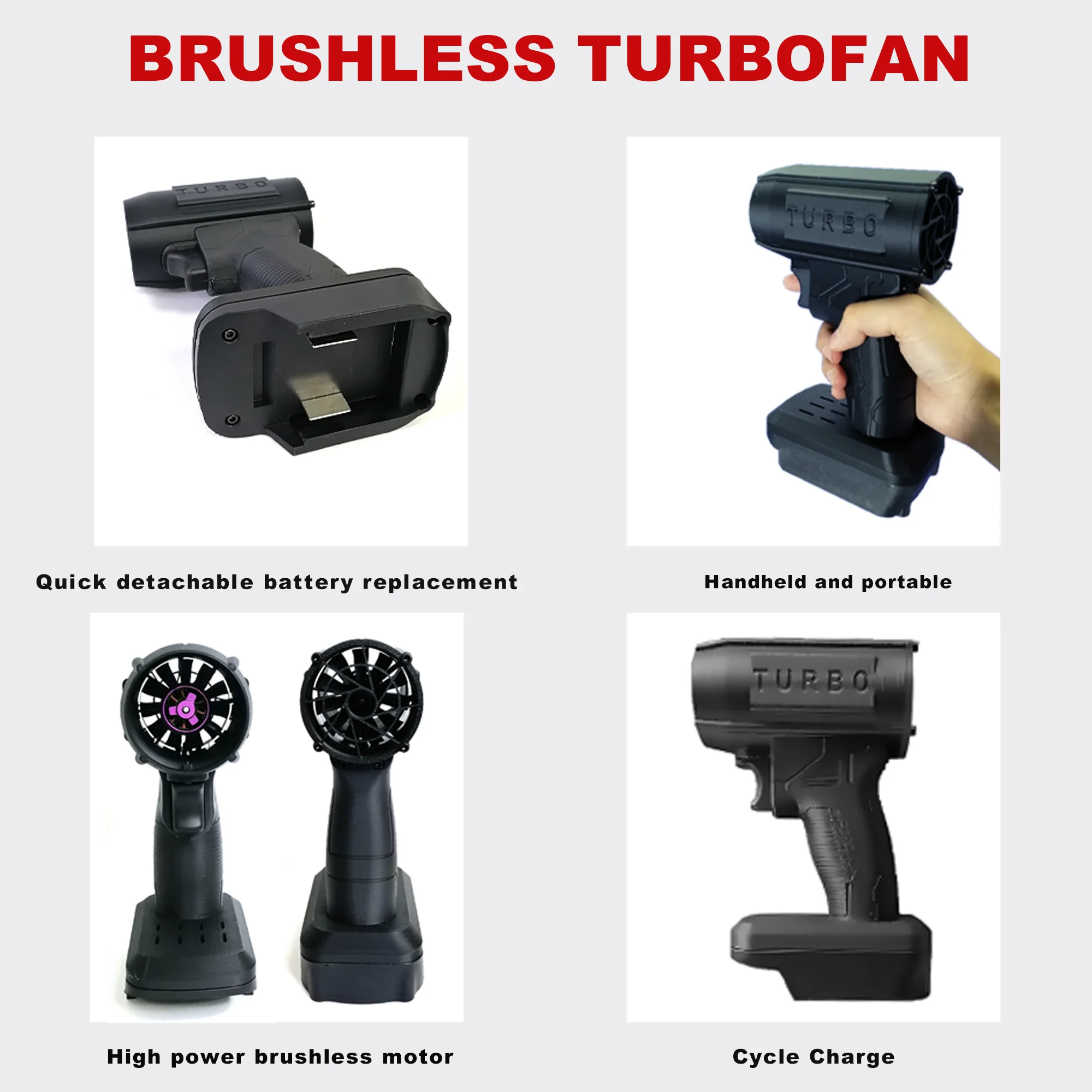 Portable Blower Turbo Jet Fan Electric Power Blower Car Wash Dryer Handheld Violent Turbo Fan (No Battery) 4