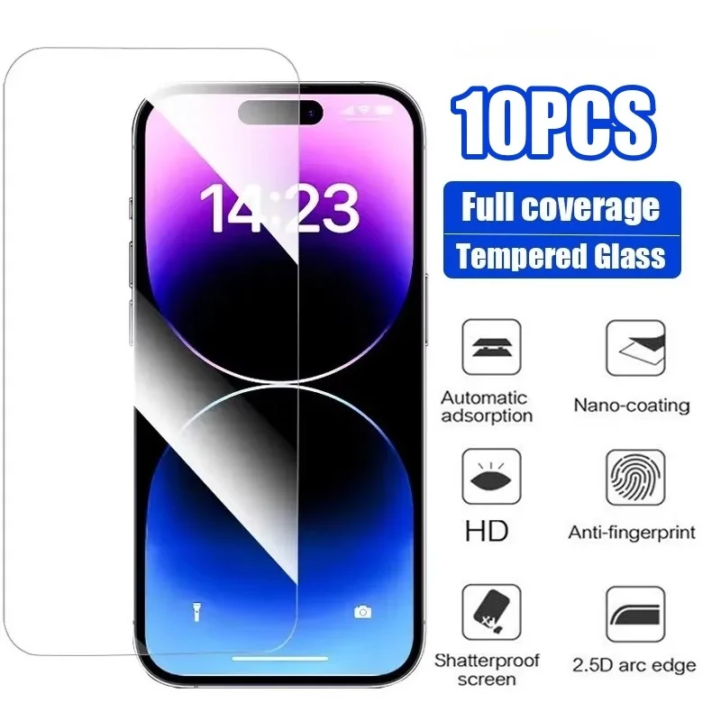10PCS Gehärtetes Glas Für iPhone 14 13 12 11 16 15 Pro Max 12 13 Mini Screen Protector für iPhone X Xs Max XR SE 2020 2022 Glas