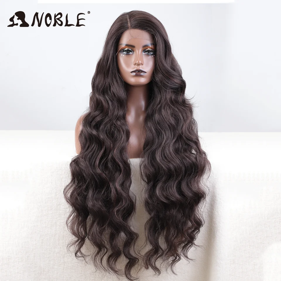 Noble Synthetic Lace Front Wig Long Wavy Side Part Body Wavy Lace Front Wig For Women Lace Front Wig Ombre Blonde Cosplay Wig