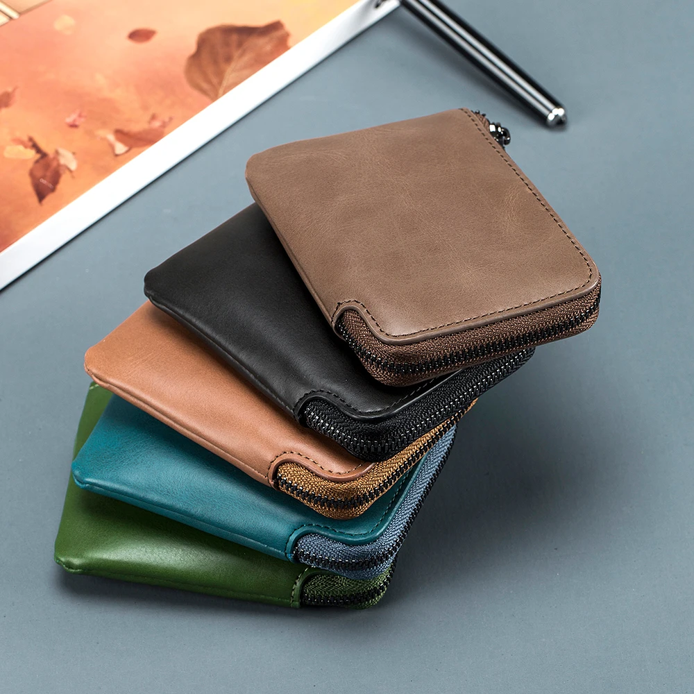 New vintage classic pull card bag rfid leather ultra-thin business card bag portable compact card bag men's new simple card bag