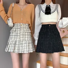 

Spring Autumn New High Waist Plaid Skirt Women 2022 New Fashion Patchwork Ruffled Mini Mermaid Skirts Female