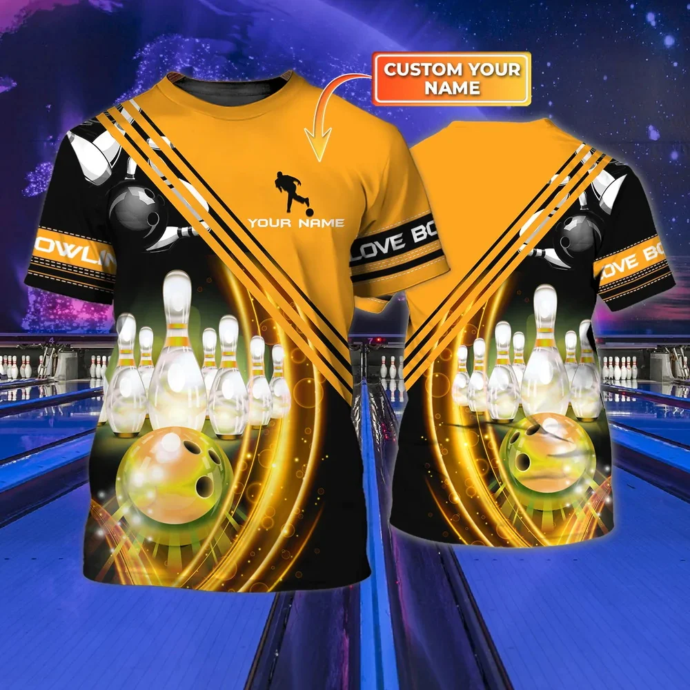 Neueste Sommer männer T-shirt Personalisierte Name Bowling 3D Gedruckt t-shirt Unisex Casual T-shirt Geschenk Für Bowling Player DW126 – Detail 10