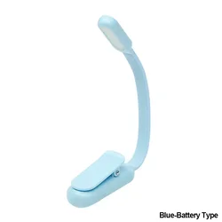 Rechargeable USB Mini LED Clip-On Reading Lamp with Adjustable Color and Brightness (Blue Battery Type)