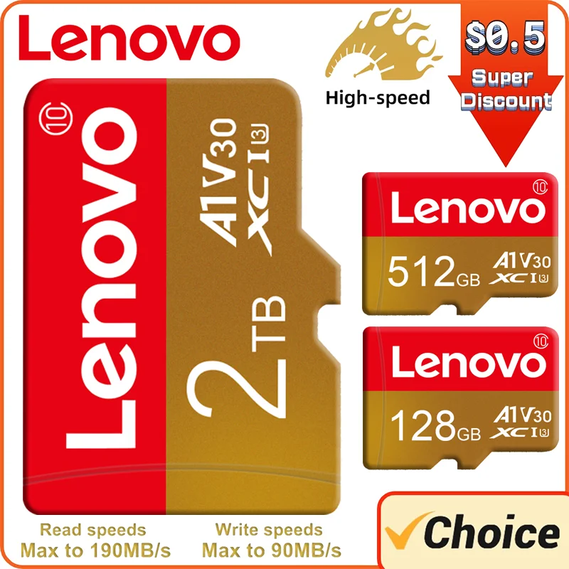 Lenovo 2TB Class10 Memory Card C10 UHS-I TF/SD Cards Trans Micro TF SD 1TB 512GB 256GB 128GB EVO+ Mini TF Card Grade For Phone