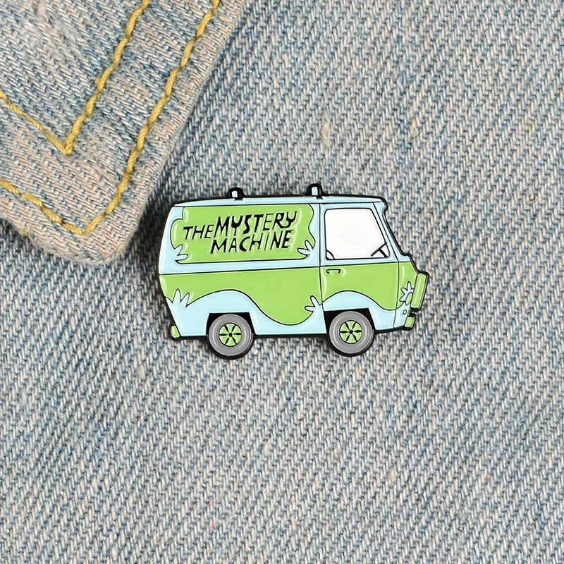 The Mystery Machine Spille Smaltate Cartoon Green Scooby Bus Spille Cappotto Vestiti Zaino Badge Gioielli Regalo Per Gli Amici