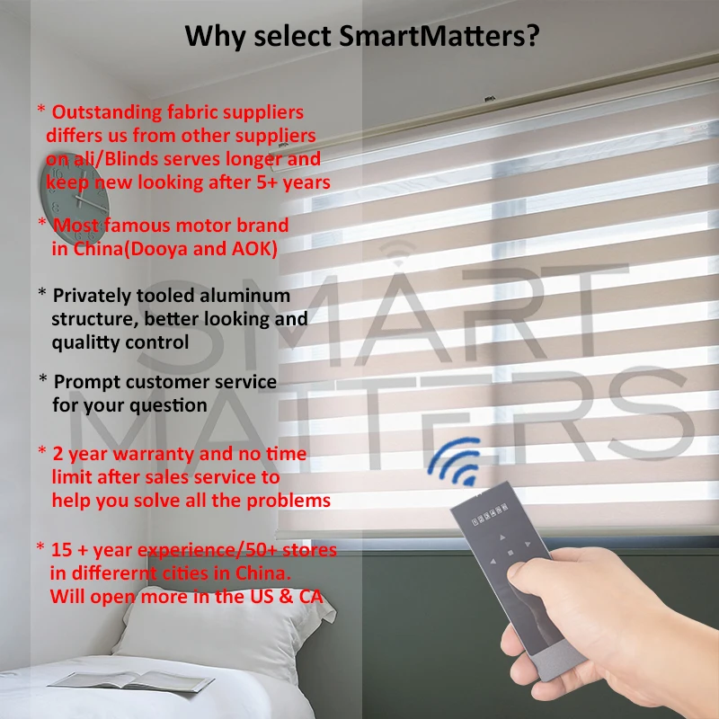 SmartMatte 블랙아웃 무선 얼룩말 블라인드, 더블 레이어 롤러 쉐이드, 윈도우 스마트 지그비 블라인드, 커스텀 사이즈