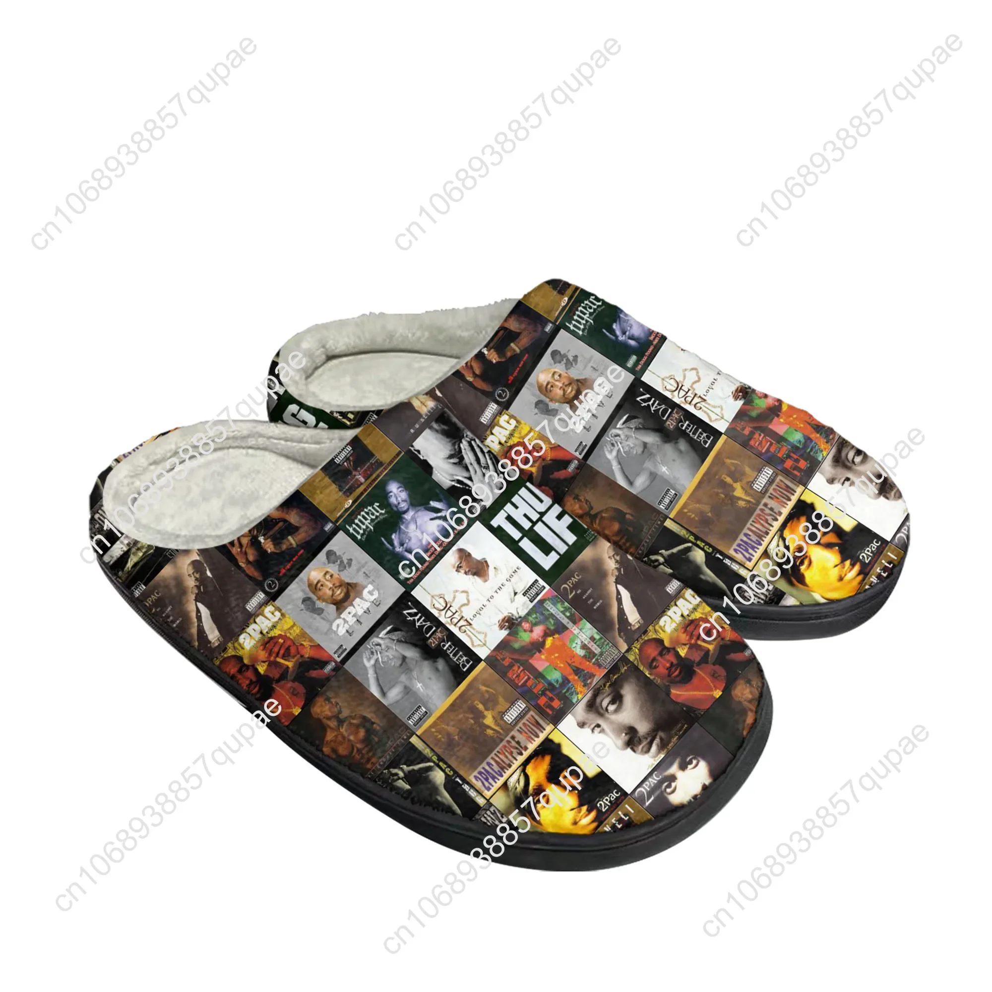 Rap 2Pac Tupac Home Cotton Custom Slippers Mens Women Sandals Plush All Eyez on Me Casual Keep Warm Shoes Couple Thermal Slipper