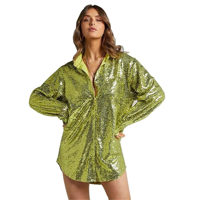 Chic Ins European American High Street Ladies Long Sleeves Sequined Shirts Women Blouses Casual Girls Top Party Celibrity Autumn personalized street men s set 3d printed short sleeves and shorts daily casual comfortable and breathable cool beach suit