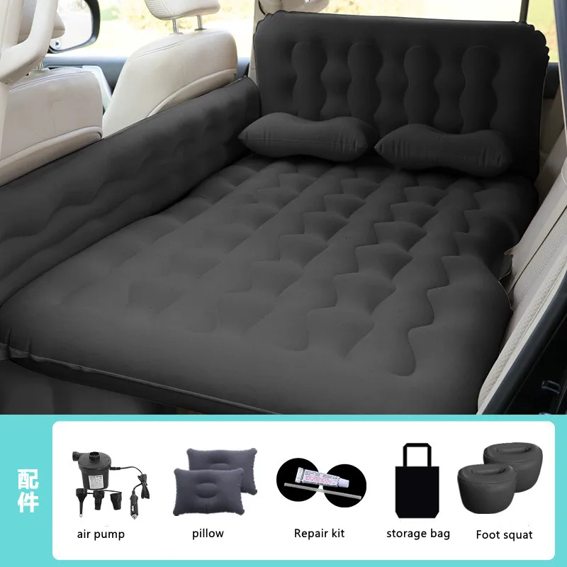 Car Inflatable Travel Mattress Outdoor Camping Flocking Mattress SUV Universal Rear Seat Cushion Mutifunctional Car Travel Bed