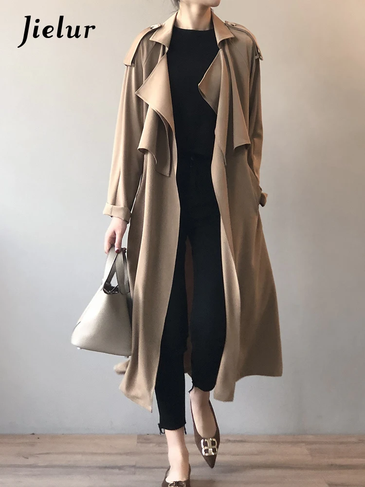 

Autumn Retro British Women's Windbreaker Mediumn Long Causal Chic Trench Jacket Female Fashion Loose Overcoat Office Lady