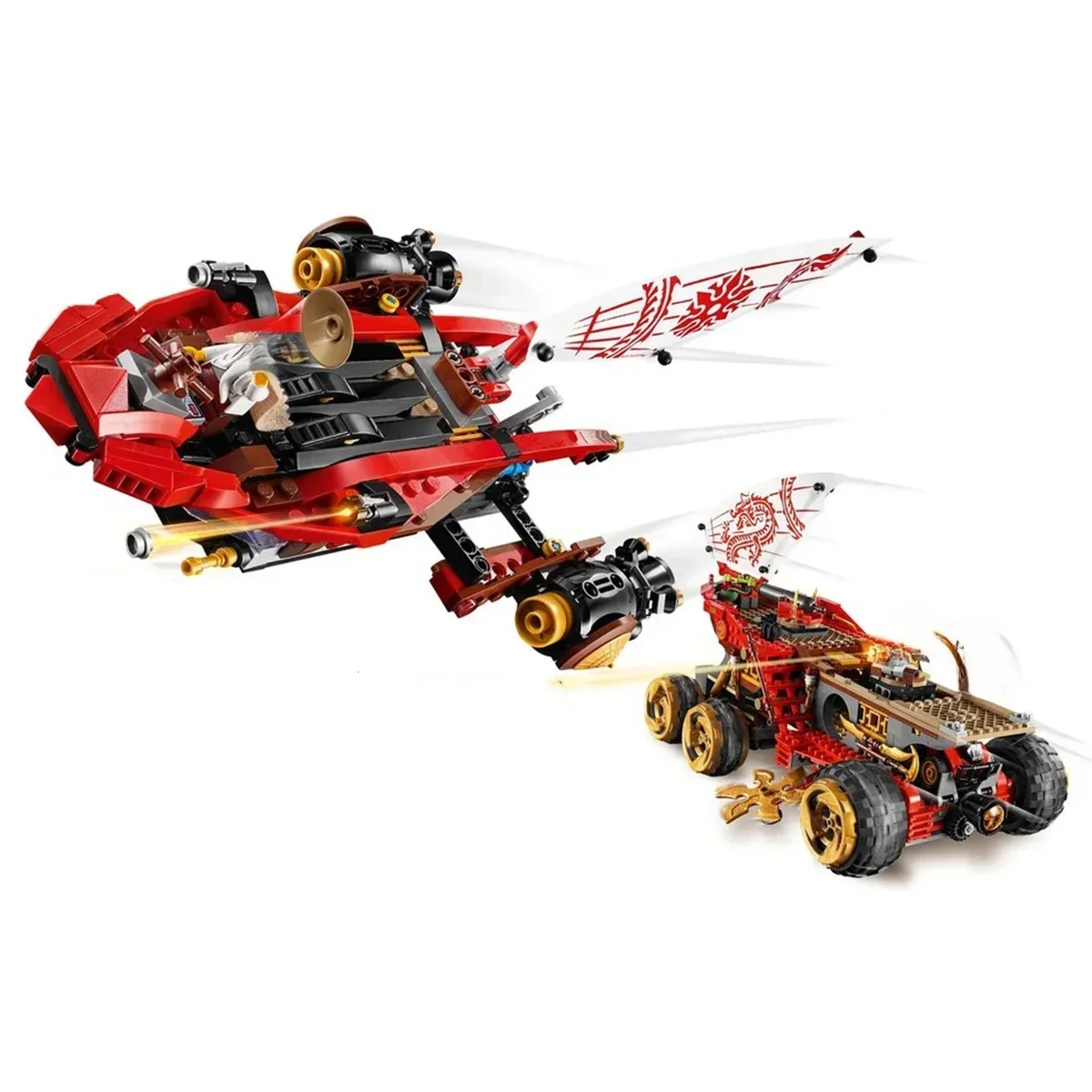 Ninja Reward Land Chariot Flugzeug verwandelt sich in Mecha Samurai Minifigur Drache 70677 Zusammengebautes Bausteinspielzeug Geschenk – Detail 5