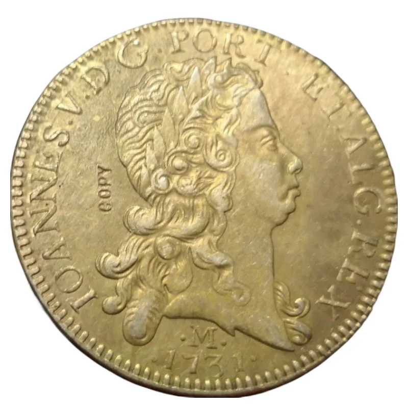 

Nice 1731 Brazil 12800 Reis - Joao V Copy 22K Gold Plated Coin