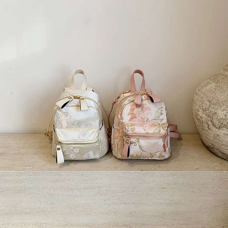 Floral Backpack Multi Sak Backpack Purse LEFTSIDE Chinese Style