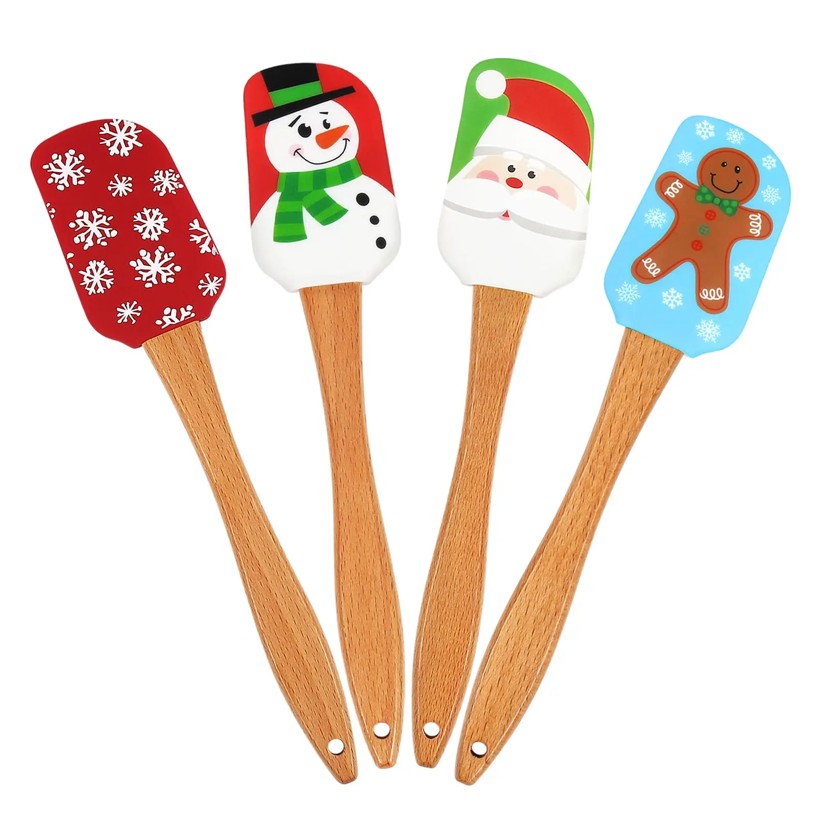 4 pcs Christmas Silicone Spatula, , Christmas Spatulas with Wooden Handle for Baking, Supplies for Cooking, Gifts and Decoration 4 pcs Christmas Silicone Spatula, , Christmas Spatulas with Wooden Handle for Baking, Supplies for Cooking, Gifts and Decoration