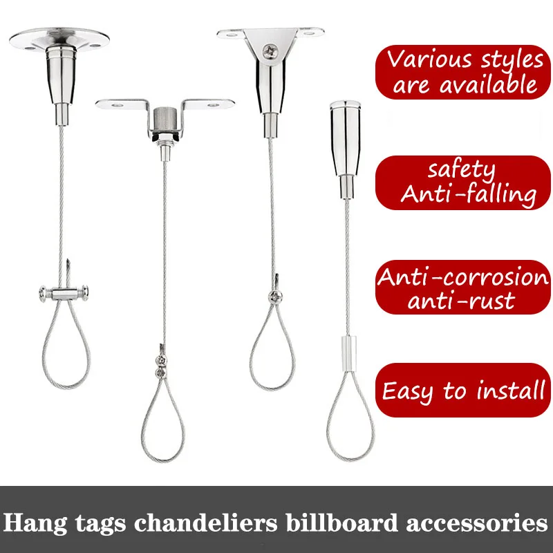 Kit de Suspensão de Cabo de Cabo de Código de Suspensão Automático Carga de Segurança do Armário 1.5 mm 30kg Ajustável 0.53m Conjunto Aço Inoxidável