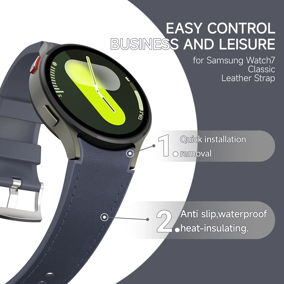 Elegant Silicone & Leather Watch Strap Bracelet, 40mm-47mm