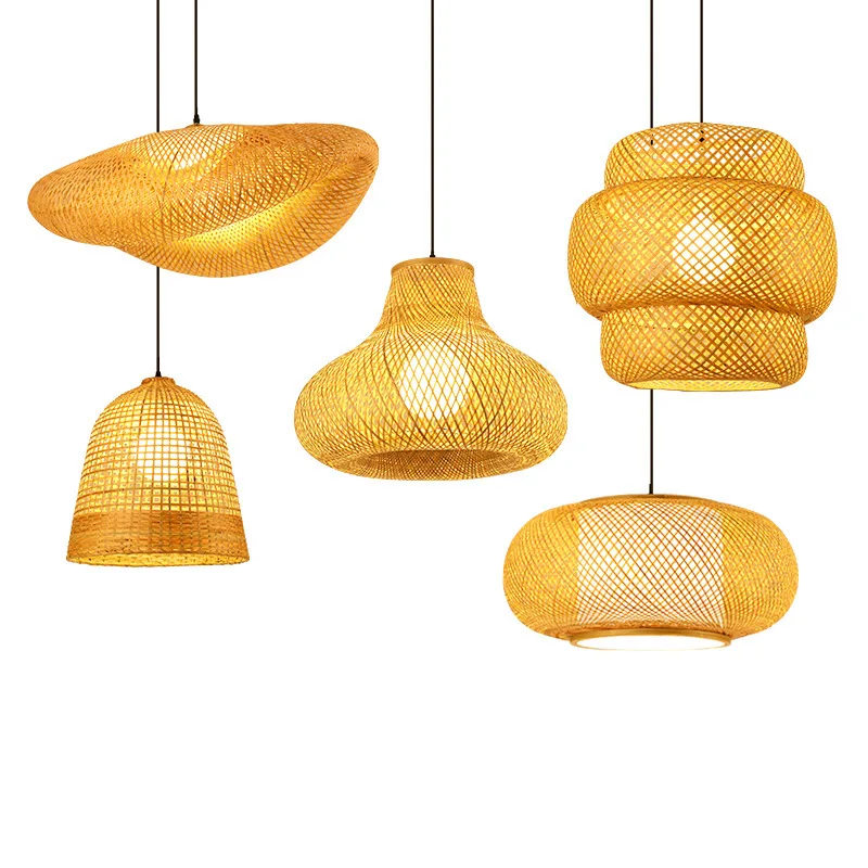 

Bamboo Pendant Light Handmade Vintage Restaurant Café Chandeliers