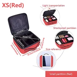 Professional Travel Makeup Case - Large Capacity Beauty Organizer and Cosmetic Storage (XS(Red))