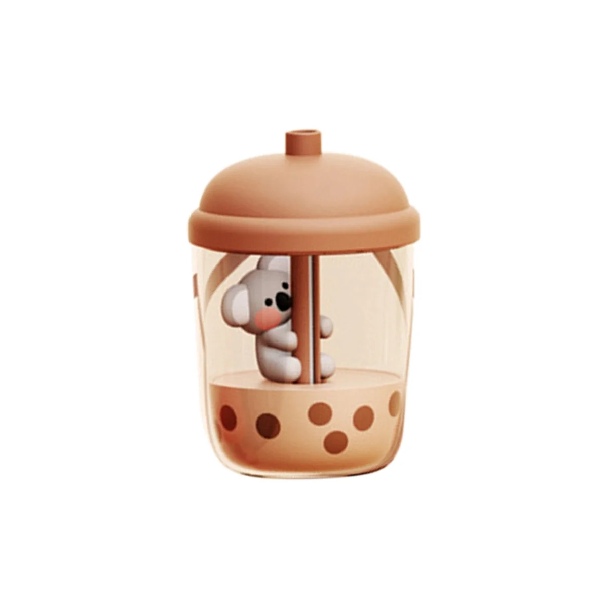 

450Ml Portable Koala Milk Tea Cup Air Purification Humidifier USB Desktop Water Atomizer Diffuser for Bedroom Brown
