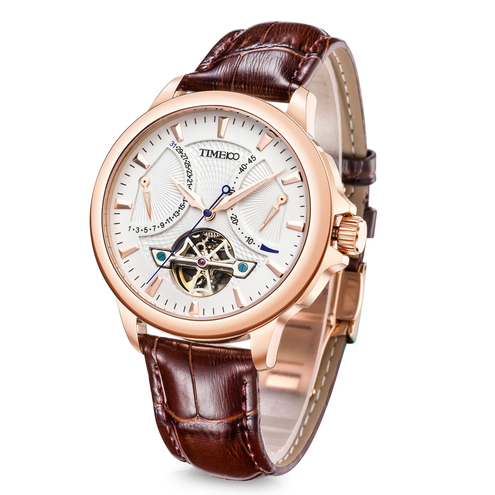 TIME 100 Mens Automatic Mechanical Watch Skeleton Watches Clock Men Business Waterproof Sport Wrist Relogio Masculino | Наручные часы