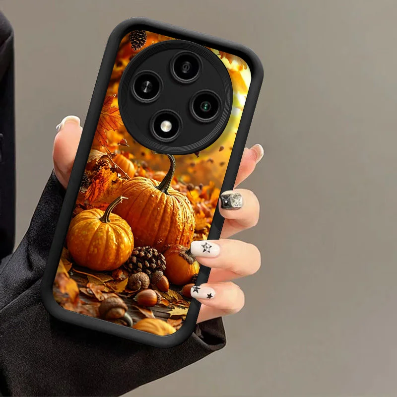 Retro Autumn Pumpkin Maple Leaf Floral Soft Phone Case