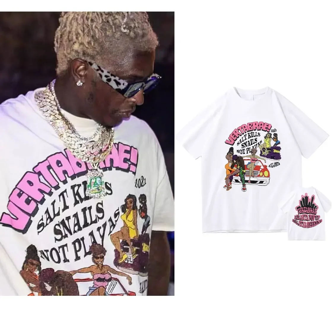 

CPFM XYZ Tshirt Clothes Trend Graffiti Vertabrae 2021 Salt Kills Snails Not Playas Atlanta Kanye West Hip Hop Men Women T-shirts