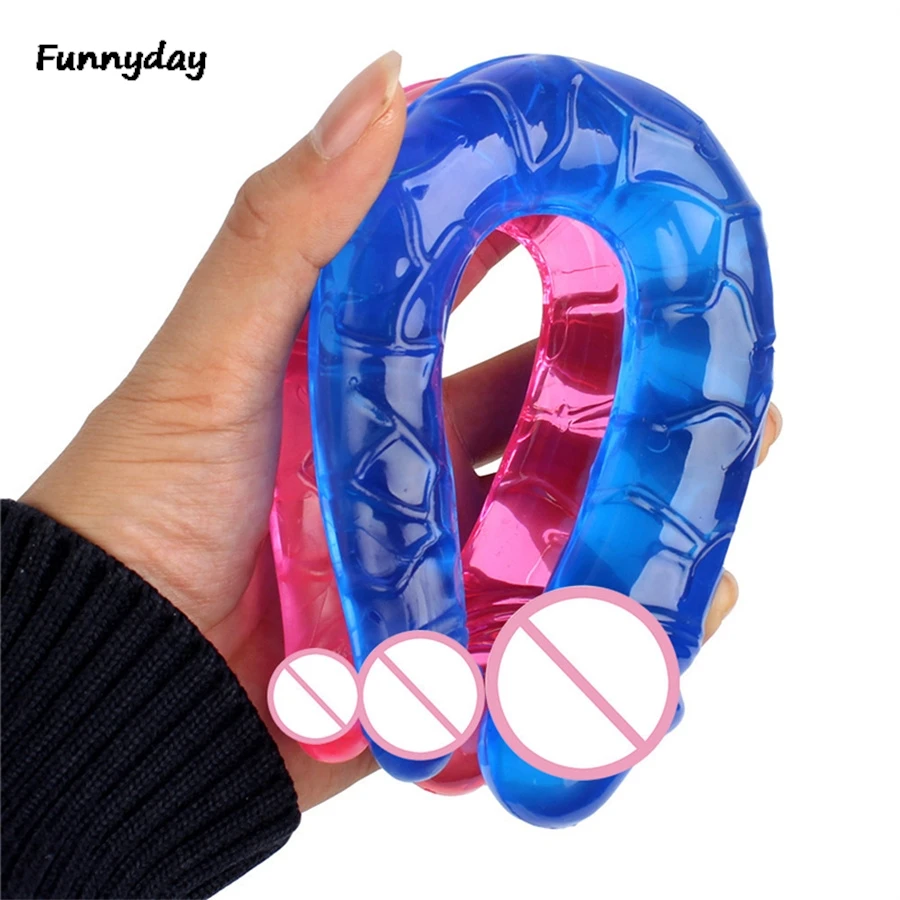 U Shape Soft Jelly Double Dildo Female Masturbation Realistic Penis G Spot Massage Stimulate Sex Toys For Woman Adult Games