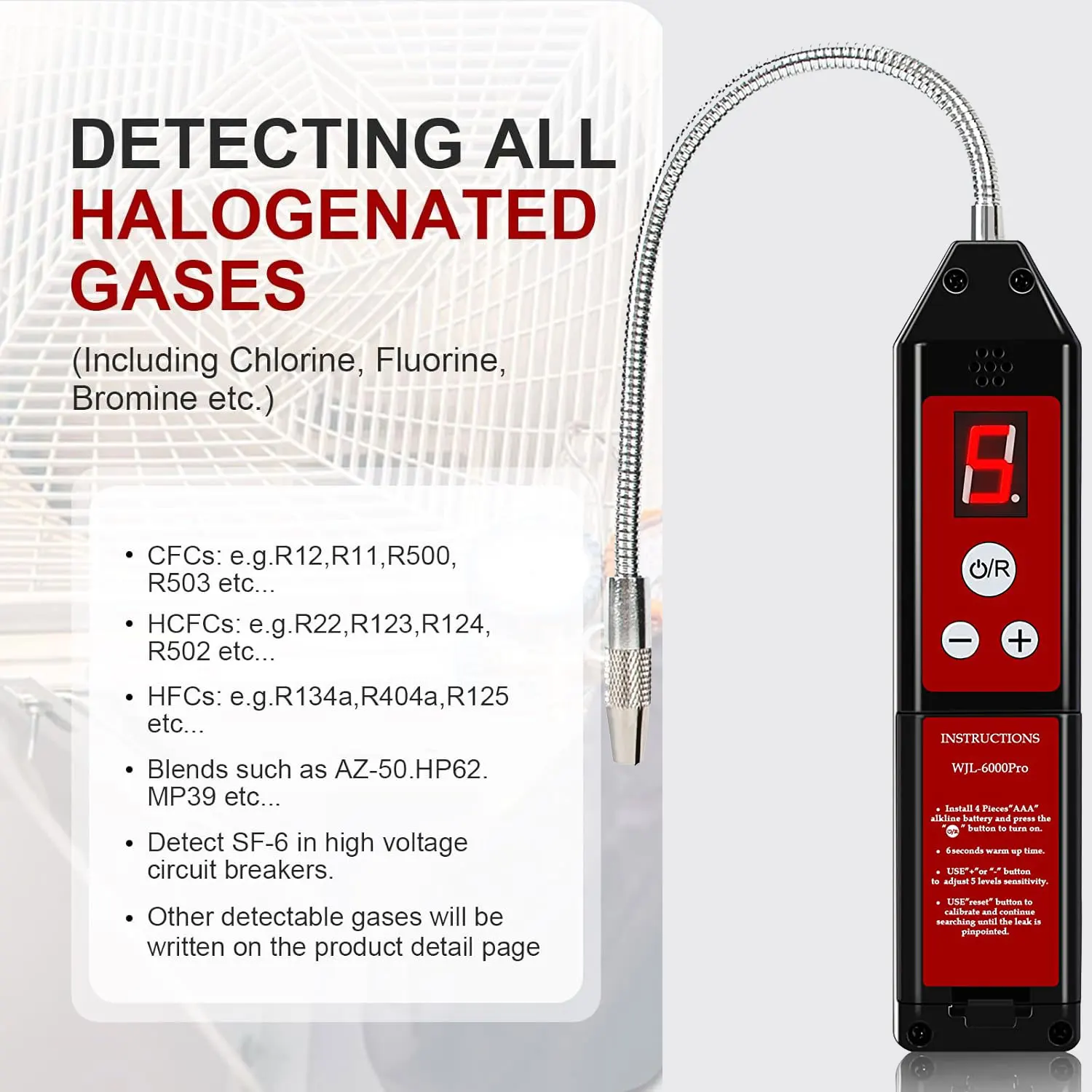 Halogen Leak Detector Air Conditioning Refrigerant Leak Detector R22a R134a CFC HFC HCFC Freon Gas Leakage Tester Indicator