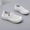 Spring Autumn Women's Slip-On Soft Bottom Comfortable Thick Heel Anti-Slip Casual Shoes round Toe Net Surface Easy Wear Mom Shoe