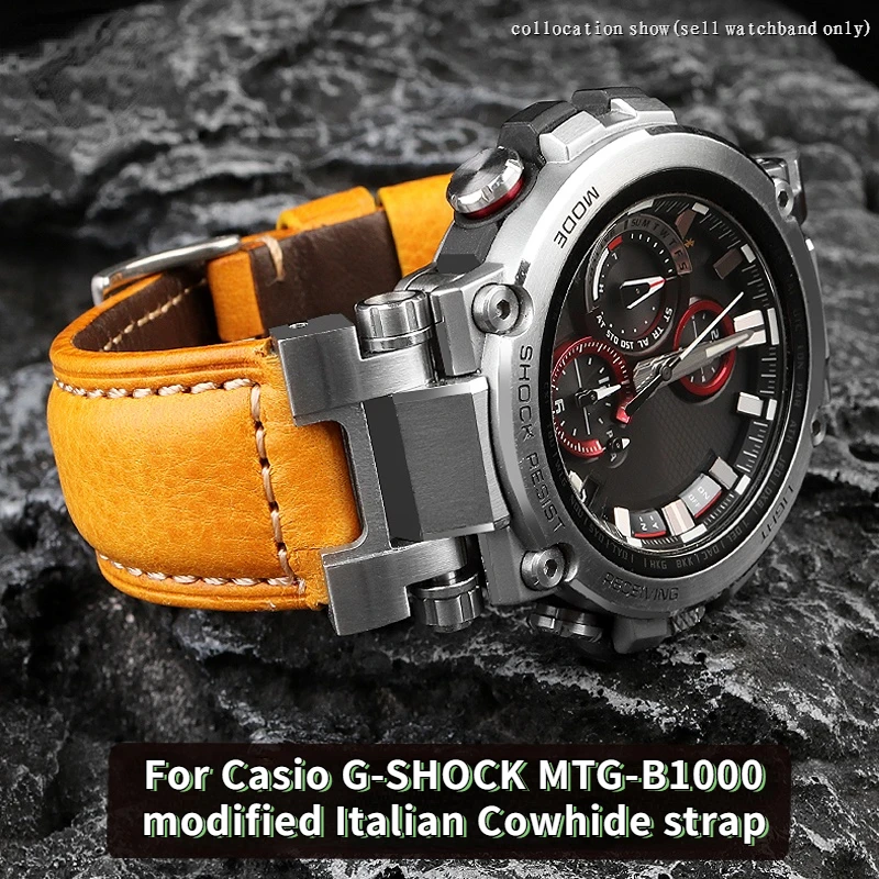 カシオG-SHOCK用メンズ本革時計バンド,牛革ストラップMTG-B1000