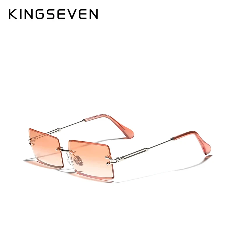 

KINGSEVEN прямоугольные солнцезащитные очки без оправы женские очки из сплава высокого качества Uv400 блокирующие градиентные линзы Повседневные Вечерние очки