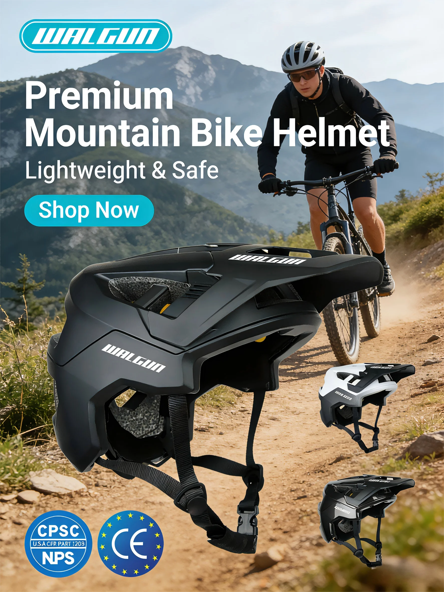 WALGUN MH-1 Mountainbike-Helm CE CPSC Zertifiziert | 13 Lüftungsöffnungen | D3O-Schutz | Erwachsenen-MTB-Fahrradhelm für Herren – Detail 5