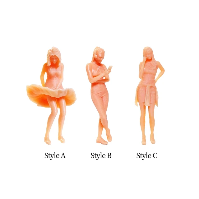 1/64 Scale Skiing Model People Figures Mini People Model Skier Figures  Ornament for Miniature Scenes Dollhouse Sand Table Layout Decoration ,  Orange