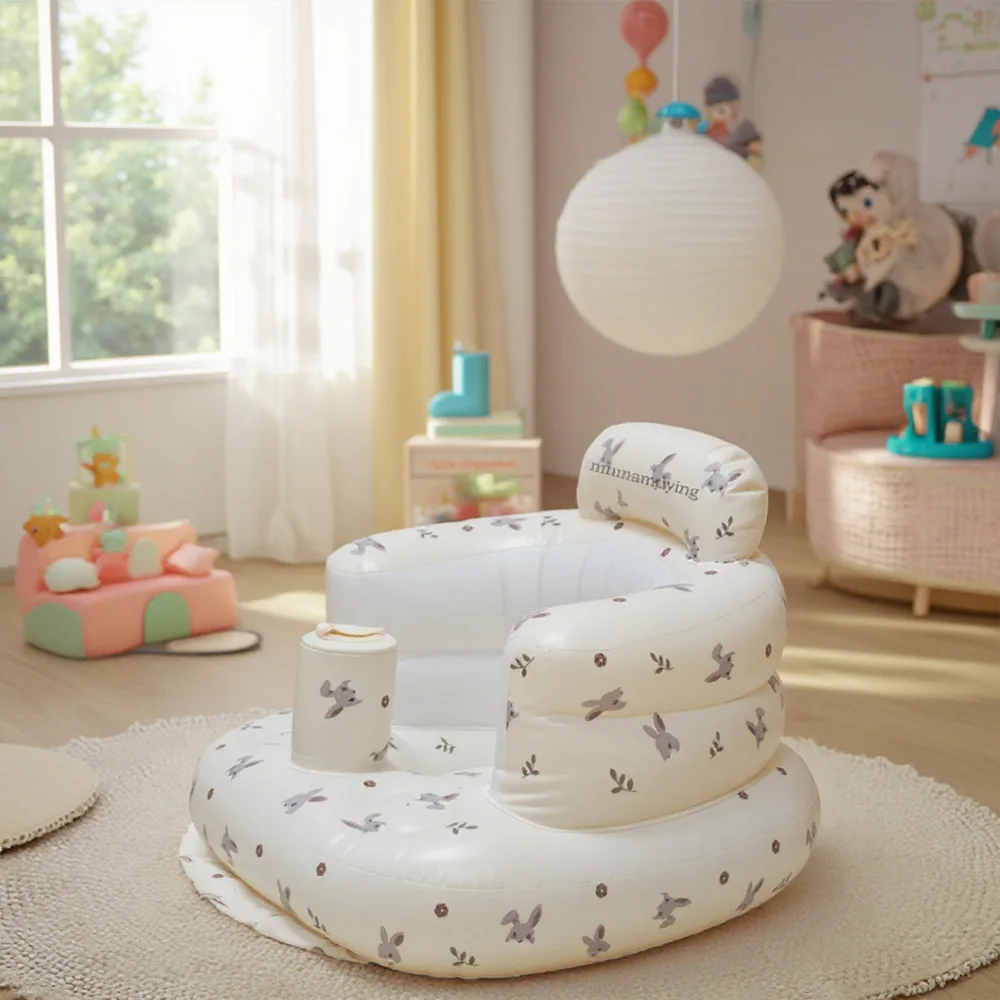 1PCS Inflatable Baby Seat for Babies, Baby Floor Seats for Sitting Up, Blow Up Baby Chair with Built in Air Pump 2