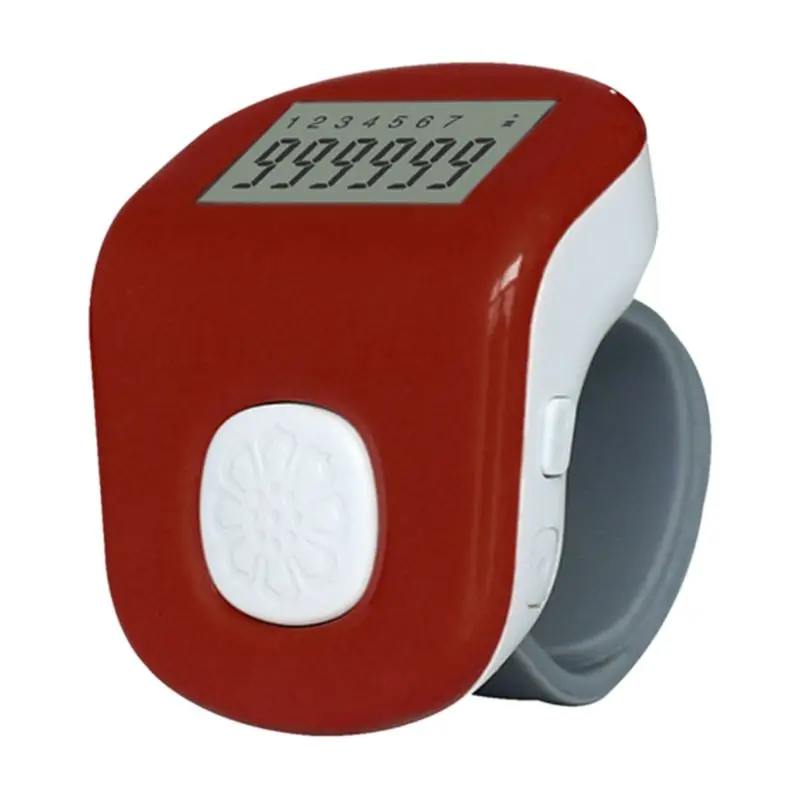 houyifeiqinhu Rechargeable 7-Channel 6-Digit Finger Prayer Counter LCD Silicone Tally Counter Rechargeable Red 
