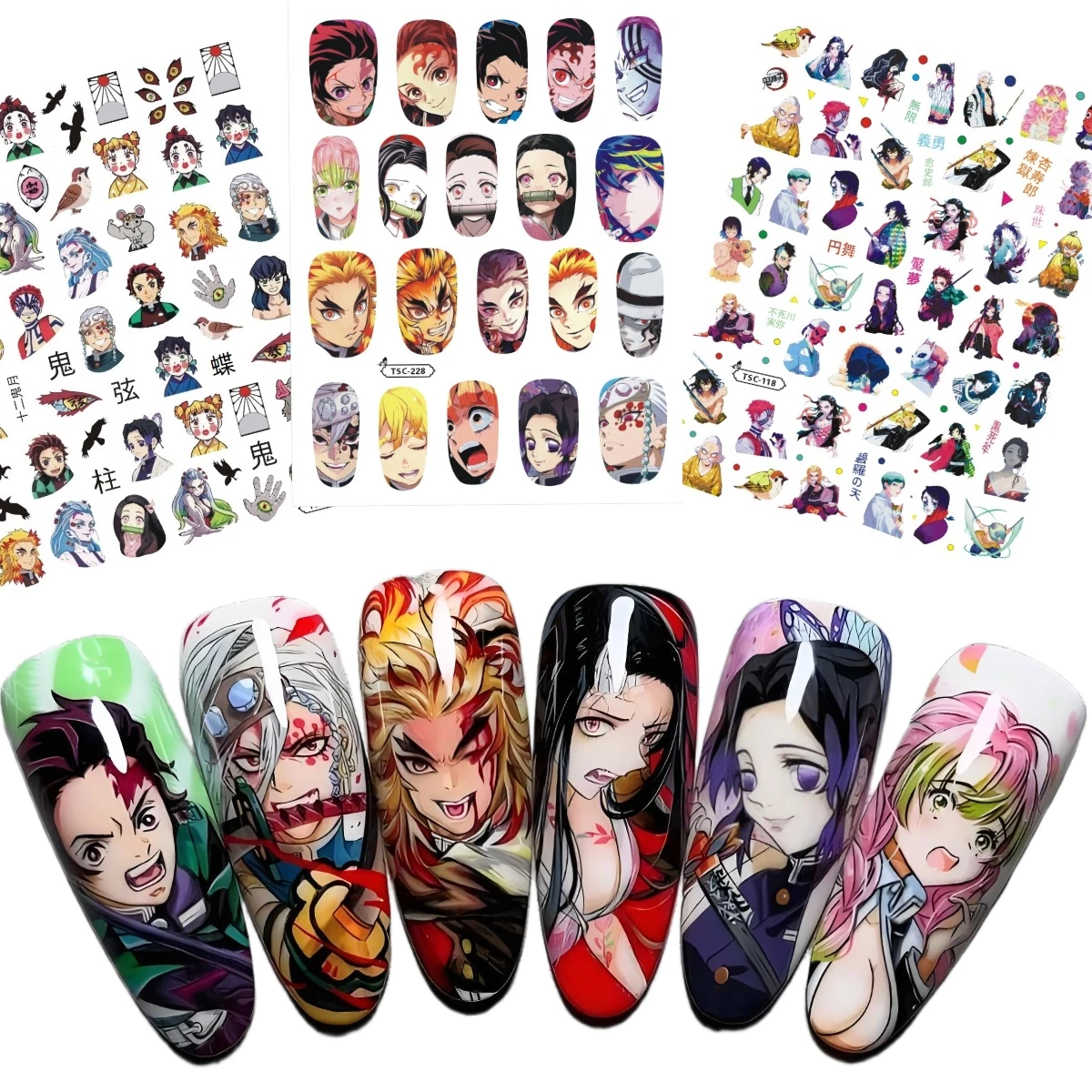 Demon Slayer Kamado Tanjirou Kamado Zenits Rengoku Kyouju Anime 3d nail art sticker stamp decal nail slider decor TSC-381