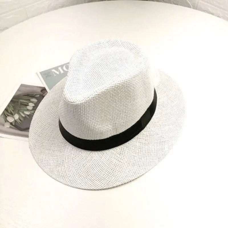 2023 Summer Sunscreen Straw Sun Hat Beach Vacation Panama Handwoven Straw Caps Men Women Casual Sunshade Gangster Cap_voghion.com