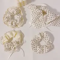 Korean Polka Dot Hair Band Mori Girl Temperament Bow Gentle Advanced Sense Of Square Scarf Large Intestine Circle Hair Accessori