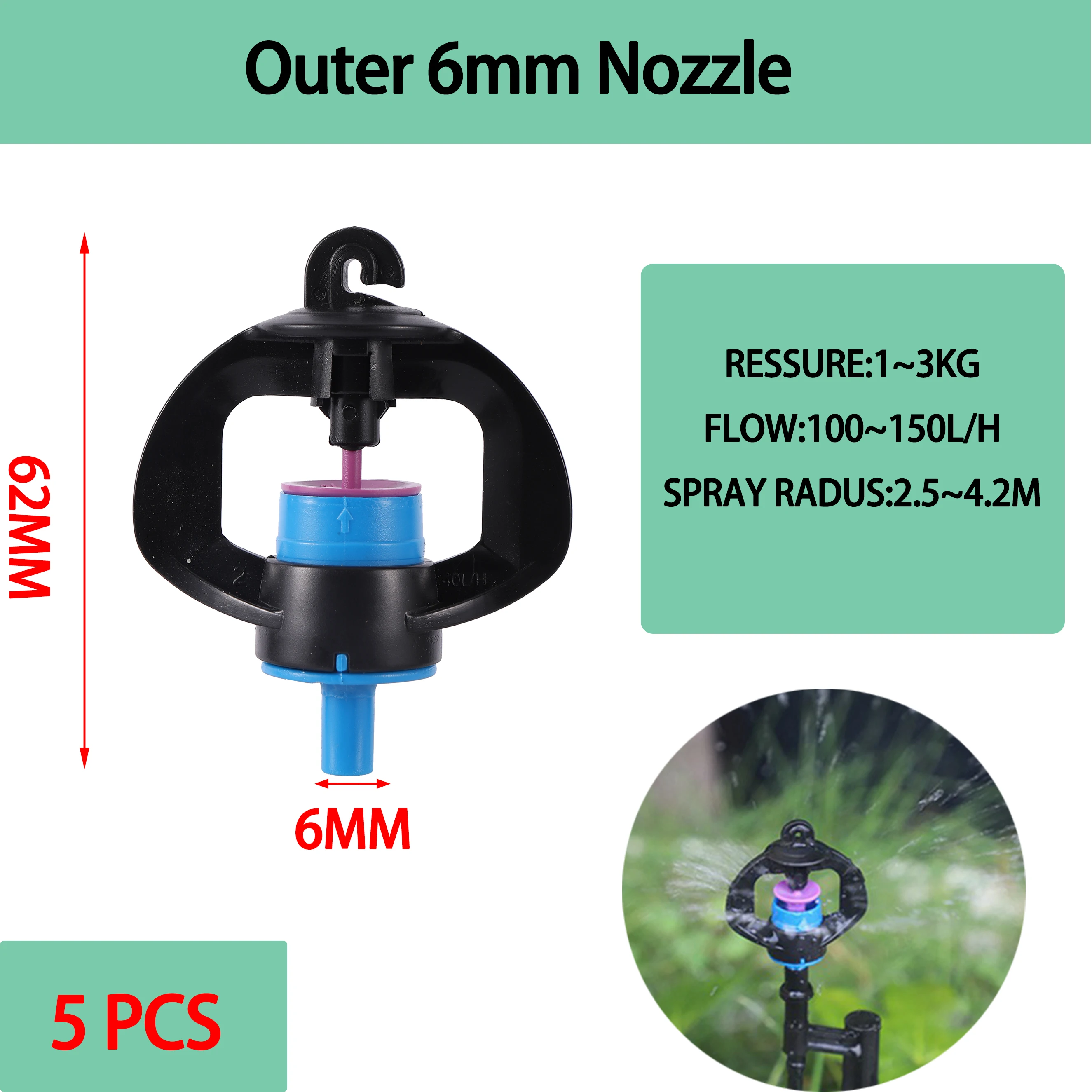 5Pcs Arroseur Rotatif Avec Pulvérisateur Suspendu Anti-Goutte