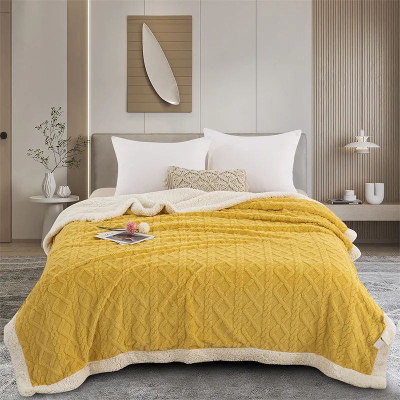 

Hairy Winter Bed Covers Thick Comforter Duvet Cover Coral Fleece Blanket Quilted Bedspread Lunch Break Blanket Lambswool Sofa