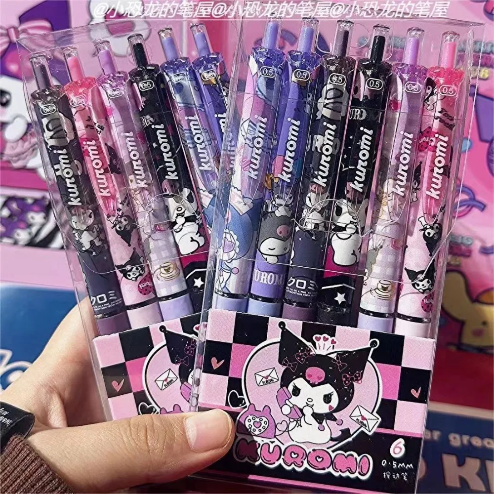 

New 12-pack Sanrio anime gel pen Kuromi cartoon Kuromi ST quick-drying black 0.5mm press ballpoint pen learning stationery gift